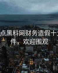 0739. 盘点黑料网财务造假十大焦点事件，欢迎围观