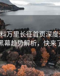 0762. 黑料万里长征首页深度追踪：科技黑幕趋势解析，快来了解